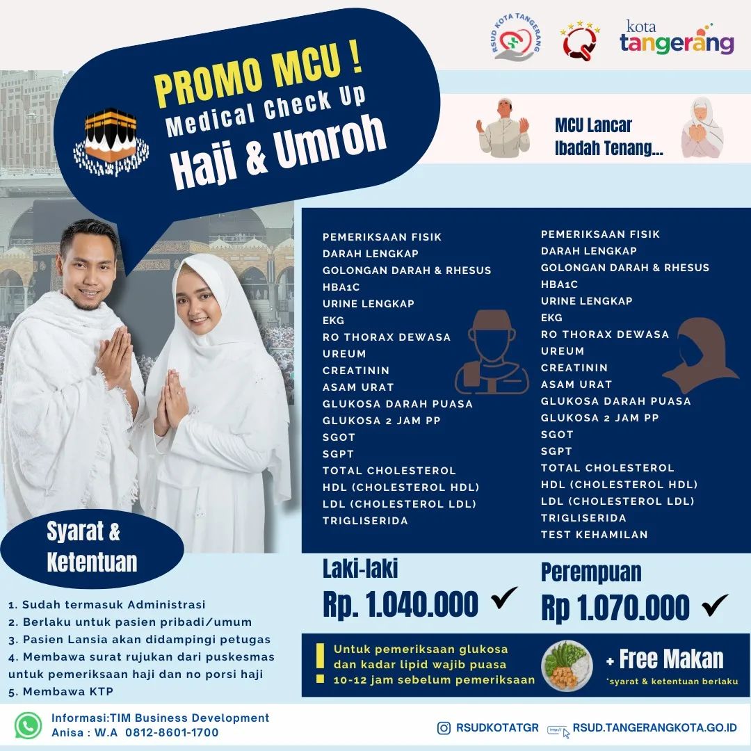 Program Layanan MCU Haji RSUD Kota Tangerang, Pastikan Kesehatan Anda Sebelum ke Tanah Suci Dengan CINTA.